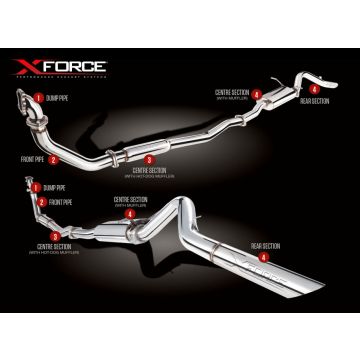 Exhaust system XForce for Nissan Navara 1997-2009 D22 3.0L Turbo Diesel