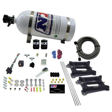Dual 4150 Conventional Plate System Gasoline Stage 6 50-300Hp with 10Lb Bottle Nitrous Express NX 30240-10