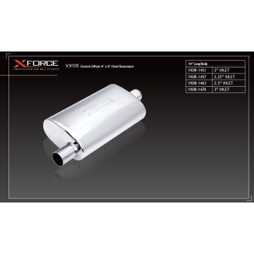 Oval body muffler XForce 4x8x18" With 2.5" Inlet   