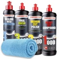 MENZERNA Polishing Compound Set 1000 2000 3000 + Sealing Wax Protection 4x250ml + Microfibre Cloth Paint Correction and Protection