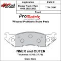 Brake Pads Wilwood 150-D0897K PM ProMatrix D897 Street Performance Racing Pads .70