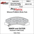 Brake Pads Wilwood 150-D1159K PM ProMatrix D1159 Street Performance Racing Pads .64
