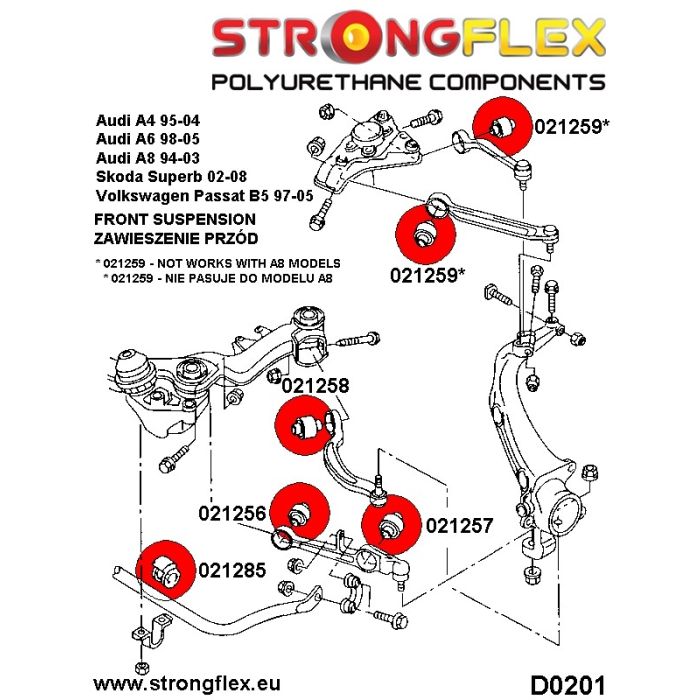 021285B: Tuleja stabilizatora przedniego Audi A4