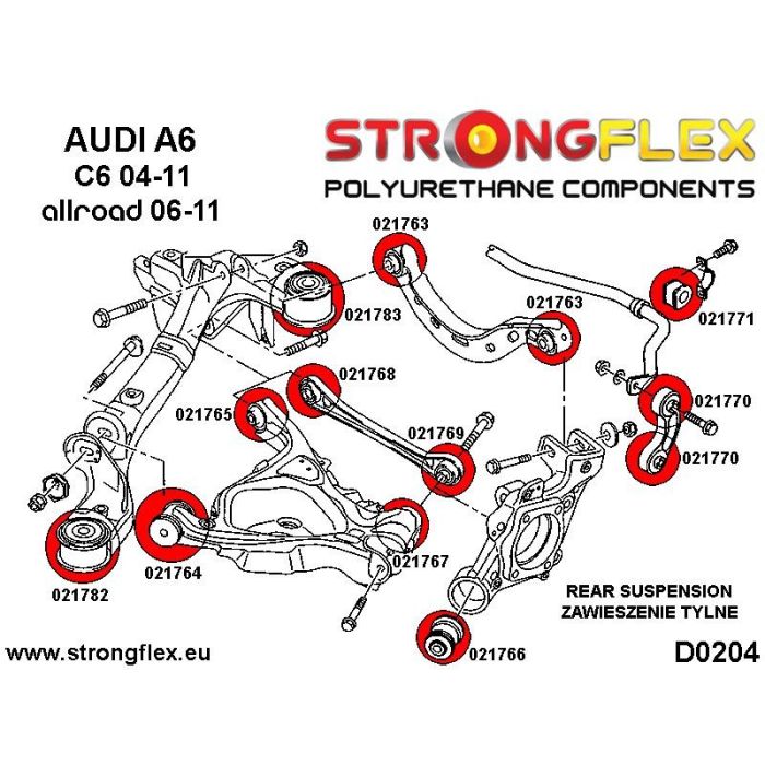 021767A: Tuleja wahacza tylnego dolnego zewnętrzna SPORT Audi A6