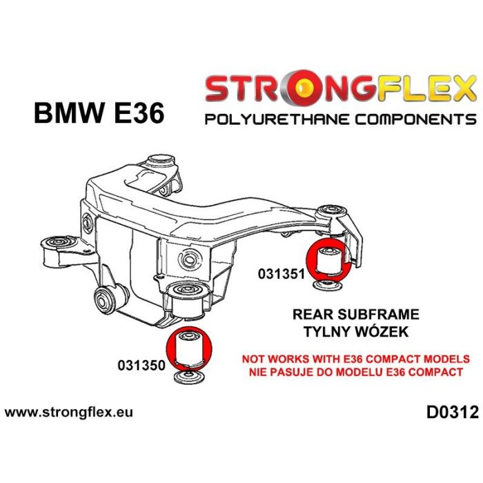 036107A: Zestaw tulei tylnego wózka SPORT BMW e36