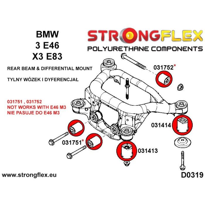 036119A: Zestaw tulei tylnego wózka E46 SPORT BMW e46