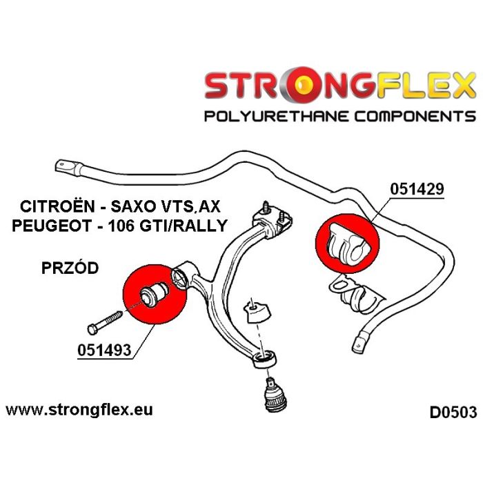 051429A: Tuleja stabilizatora przedniego SPORT Peugeot 106