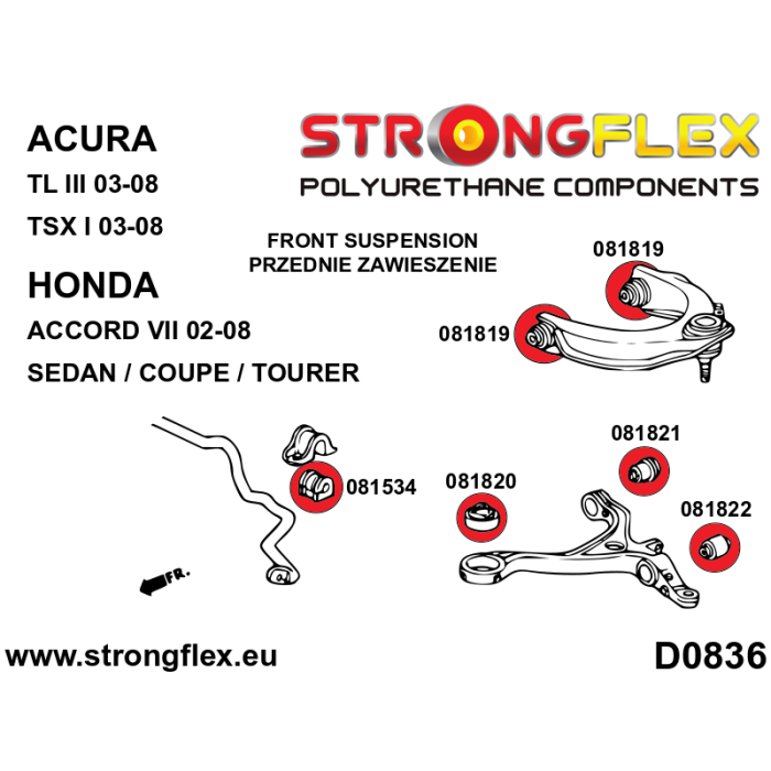 086234A: Full suspension bush kit SPORT for Honda Accord VII (02-08) Tourer CM