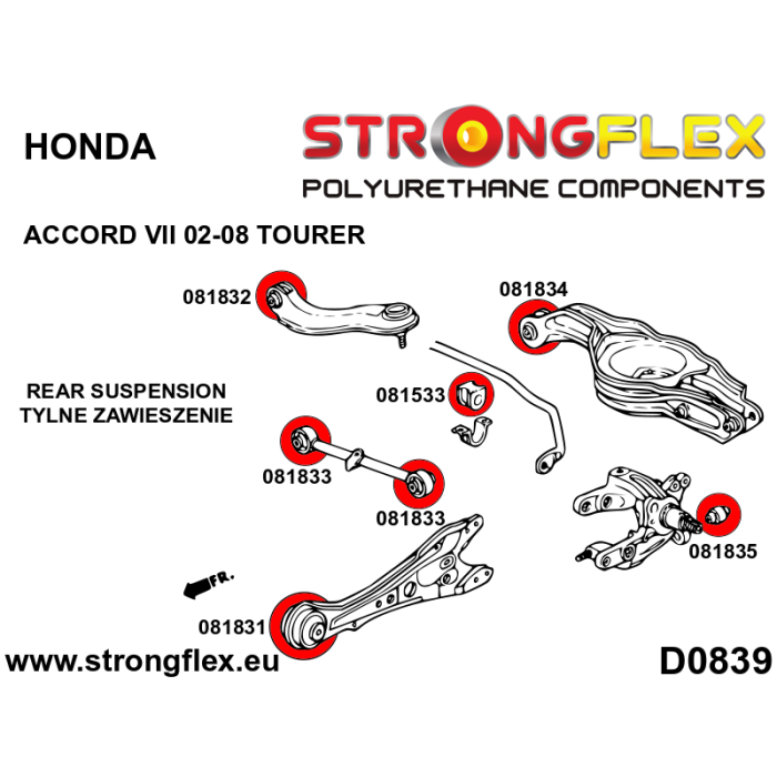 086234A: Full suspension bush kit SPORT for Honda Accord VII (02-08) Tourer CM