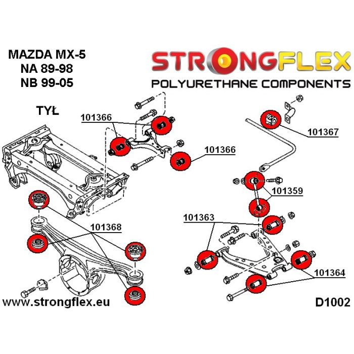 101364A: Tuleja wahacza tylnego dolnego zewnętrzna SPORT Mazda MX-5 NA