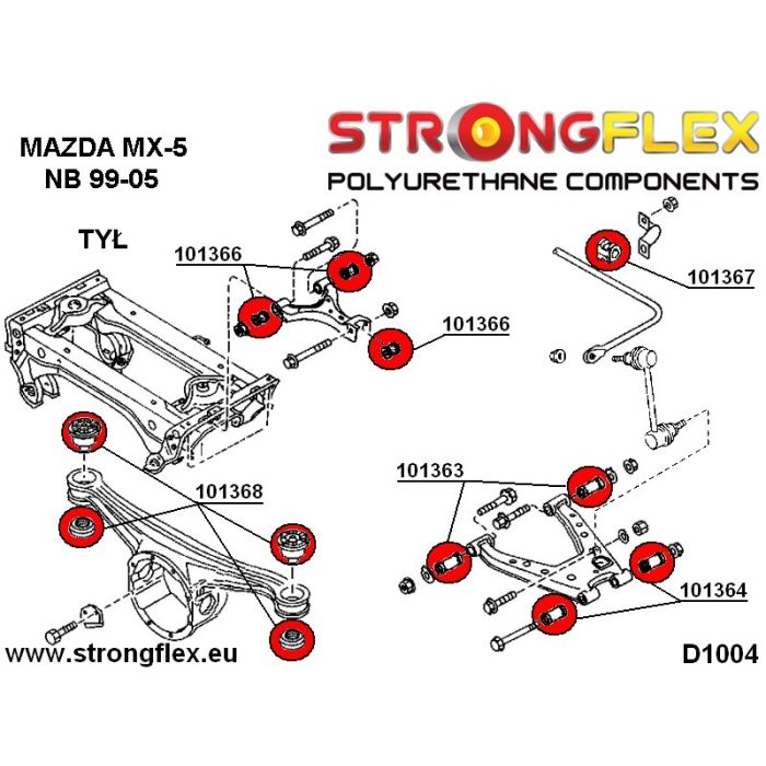 101364A: Tuleja wahacza tylnego dolnego zewnętrzna SPORT Mazda MX-5 NA