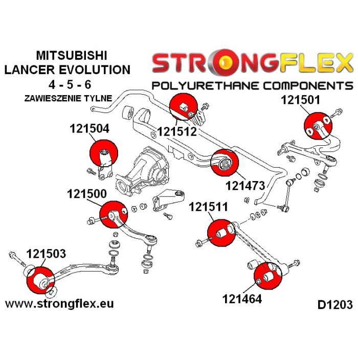 121500B: Tuleja wahacza tylnego przedniego Mitsubishi Lancer EVO 4/5/6
