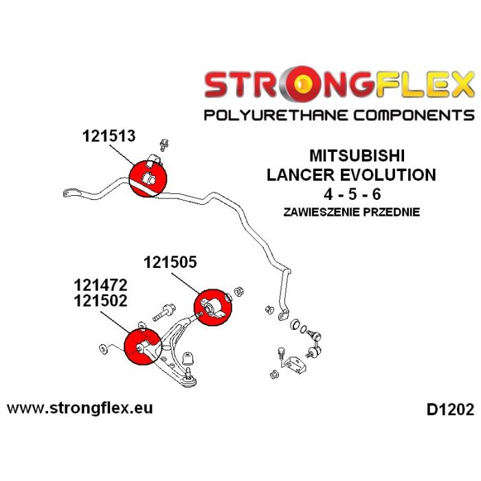 121502A: Tuleja wahacza przedniego przednia 12mm SPORT Mitsubishi Lancer EVO 4/5/6