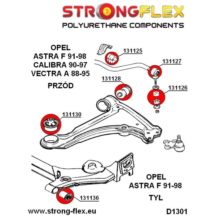 131125B: Tuleja stabilizatora przedniego Opel Astra F