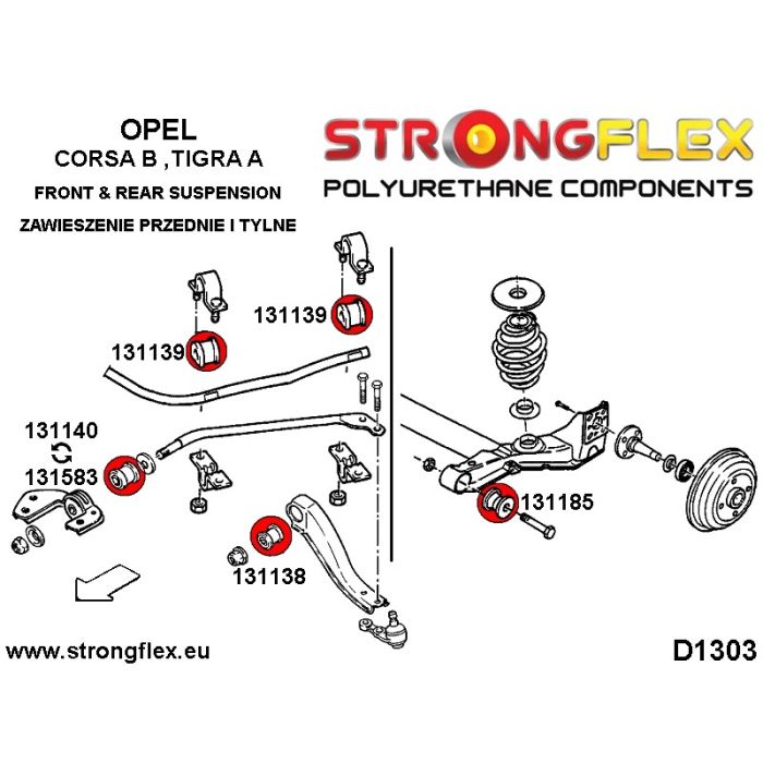 131583B: Tuleja drążka reakcyjnego 58mm Opel Corsa B