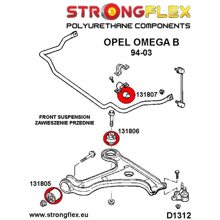 131807B: Tuleja stabilizatora przedniego Opel Omega B