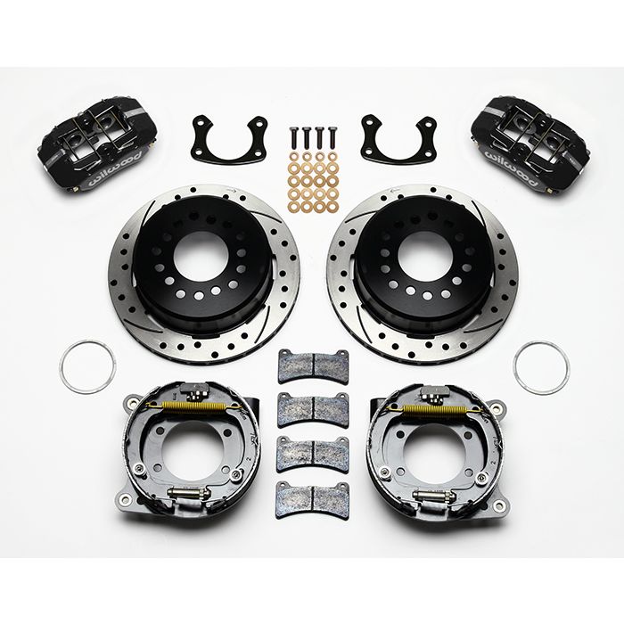 Wilwood 140-11403 Forged Dynapro Low-Profile Rear Parking Brake Kit Drilled and Slotted Rotors Black
