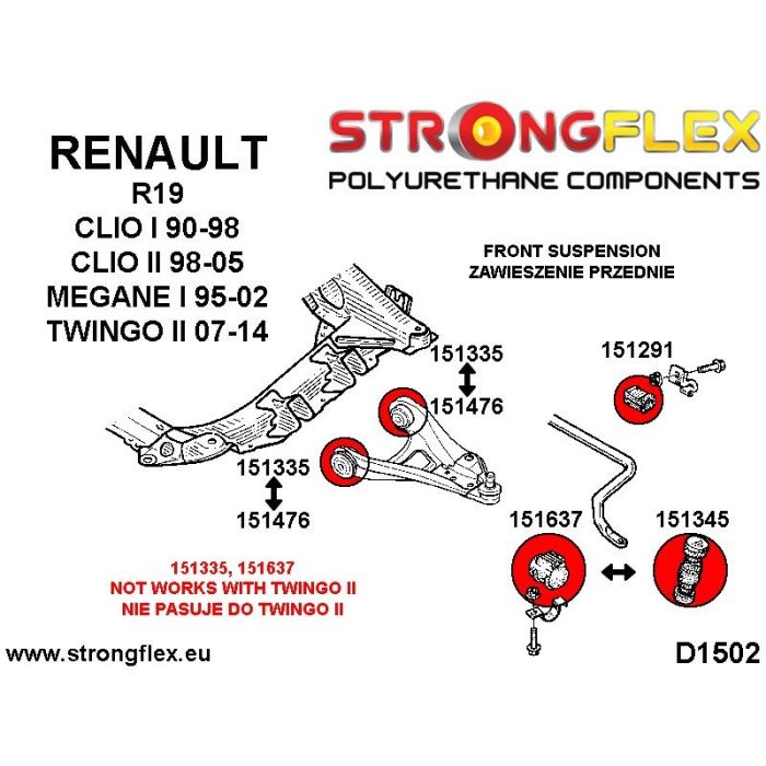 151637B: Tuleja łącznika stabilizatora przedniego Renault 19