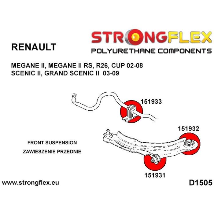151933A: Tuleja stabilizatora przedniego SPORT Renault Clio 3