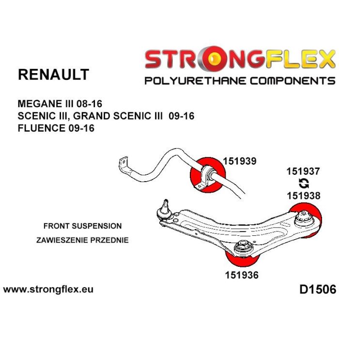 151937A: Tuleja wahacza przedniego - tylna 58mm SPORT Renault Fluence