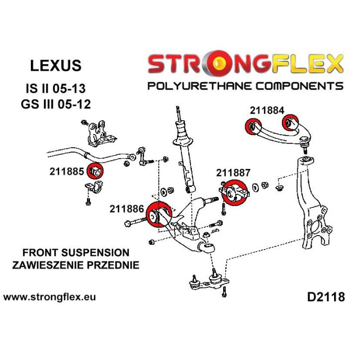 211884A: Tuleja wahacza przedniego górnego SPORT Lexus GS