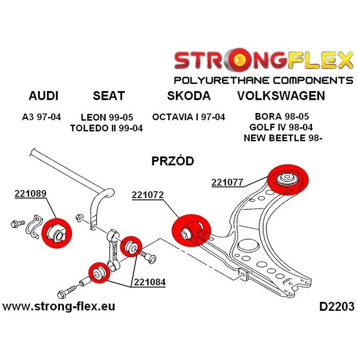 221072A: Tuleja wahacza przedniego przednia 30mm SPORT Audi A1