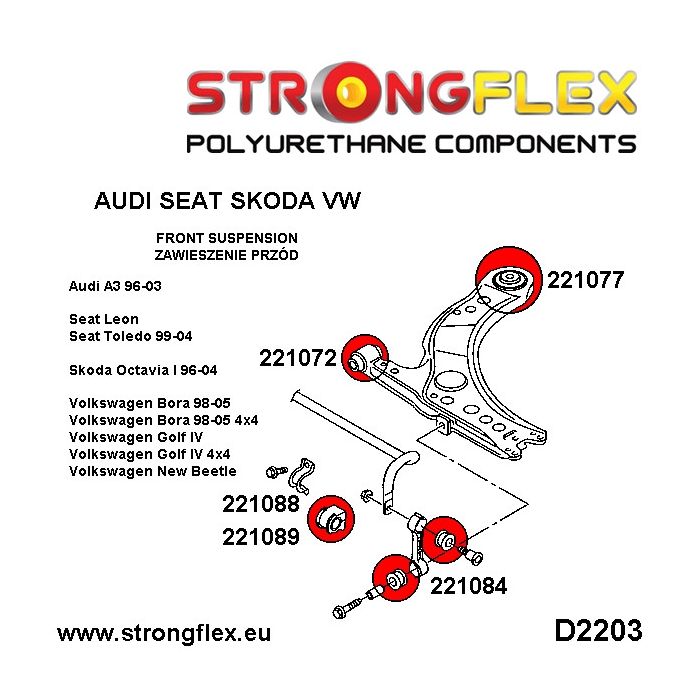 221088A: Tuleja stabilizatora przedniego SPORT