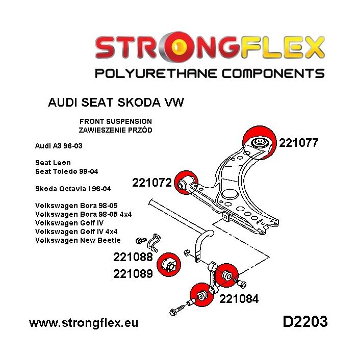 221088B: Tuleja stabilizatora przedniego Audi A3