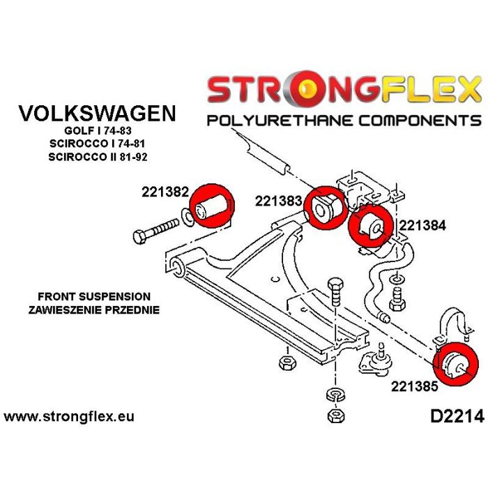 221384A: Tuleja stabilizatora przedniego wewnętrzna SPORT Volkswagen VW Golf 1