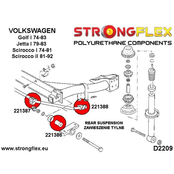 221388A: Tuleja stabilizatora tylnego zewnętrzna SPORT Volkswagen VW Golf 1