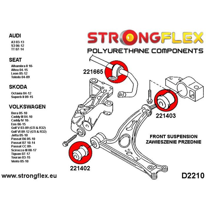221665A: Tuleja stabilizatora przedniego SPORT
