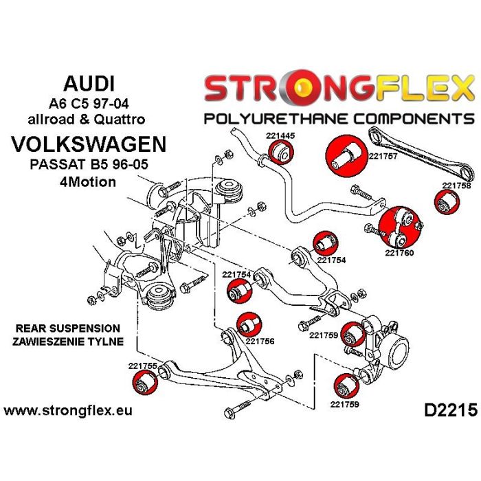 221756B: Tuleja wahacza tylnego dolnego tylna Audi A6