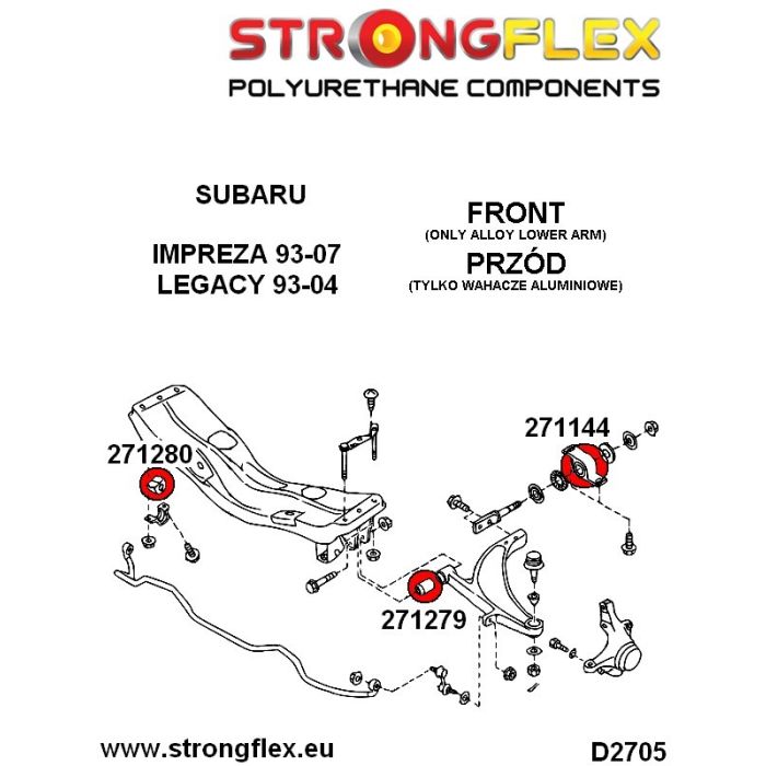 276081B: Zestaw poliuretanowy przedniego zawieszenia Subaru Baja