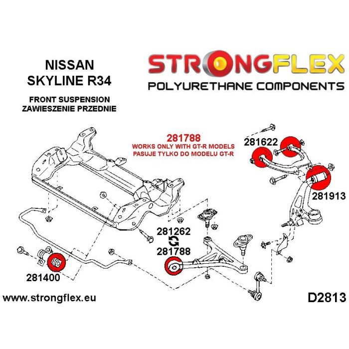 281262A: Tuleja przedniego drążka reakcyjnego SPORT Nissan 200SX S13