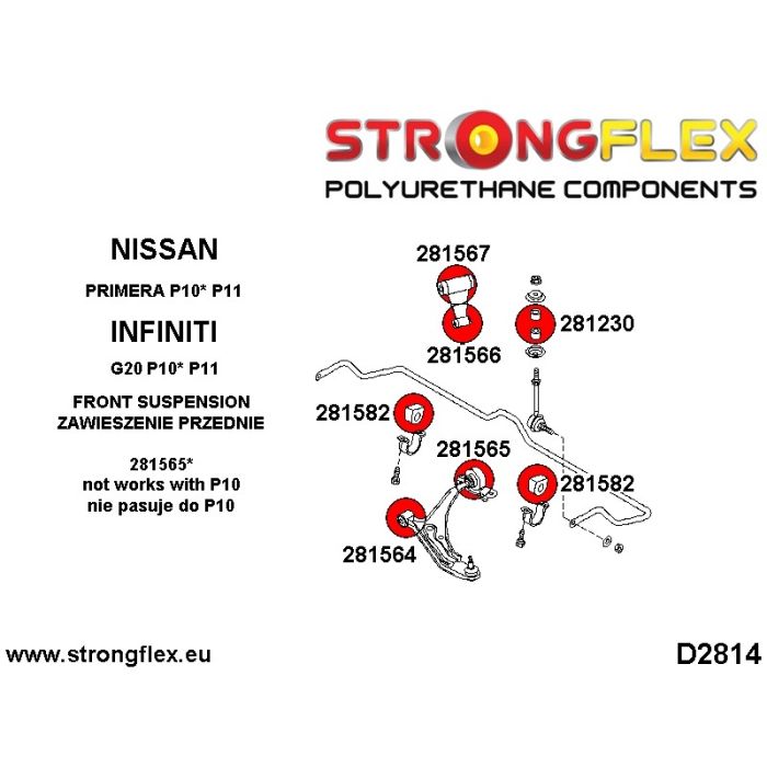 281565A: Tuleja wahacza przedniego tylna SPORT Nissan Primera P11