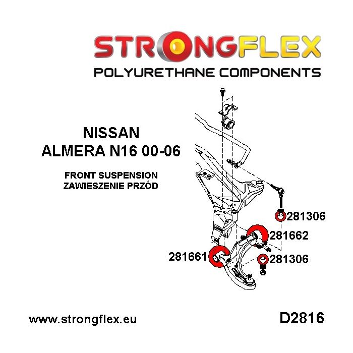 281662B: Tuleja wahacza przedniego tylna Nissan Almera N16