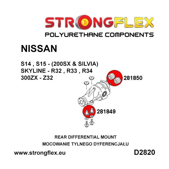 281850A: Tuleja tylnego dyferencjału - tylna SPORT Nissan 200SX S14
