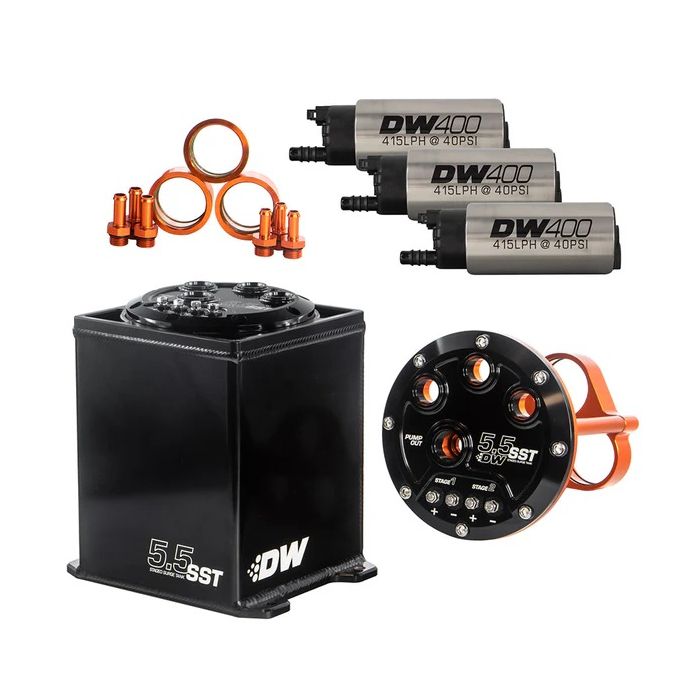 DeatschWerks 5.5L Surge Tank with 3 DW400 Fuel Pumps