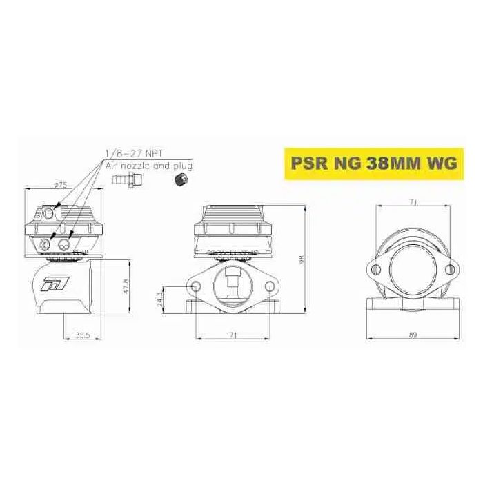 Pulsar PSR New Generation Wastegate 38mm 2-Bolt External Wastegate Black