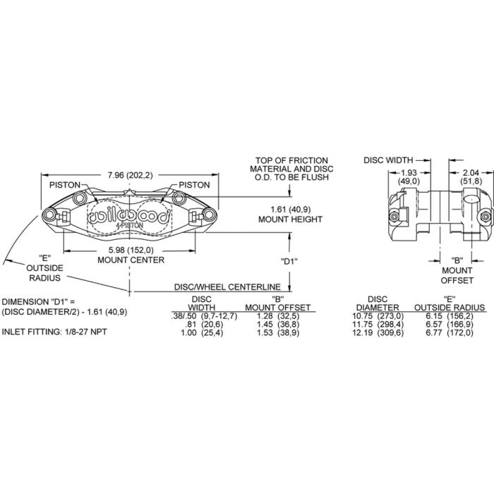 Wilwood 120-14699 Dynapro DS Universal Radial Mount Caliper 4 Pistons Black