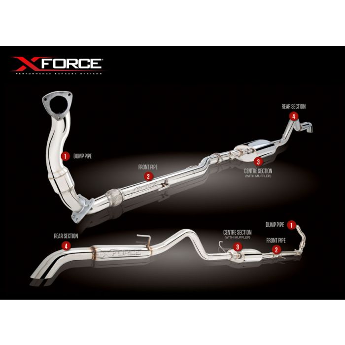 Exhaust system XForce for Nissan Navara 2011-2015 D40 STX AUTO stainless steel