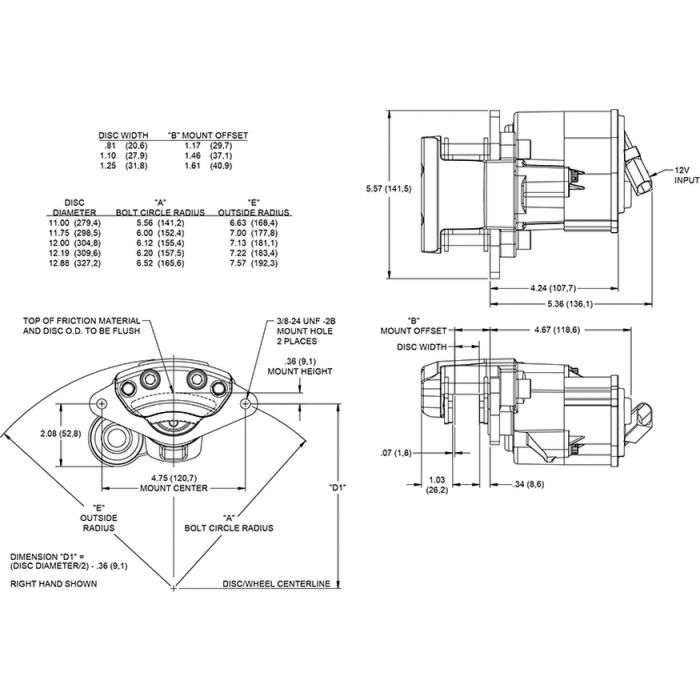 Wilwood 120-17015 Electric Parking Brake Floating Mount Caliper Left 1 Piston Black