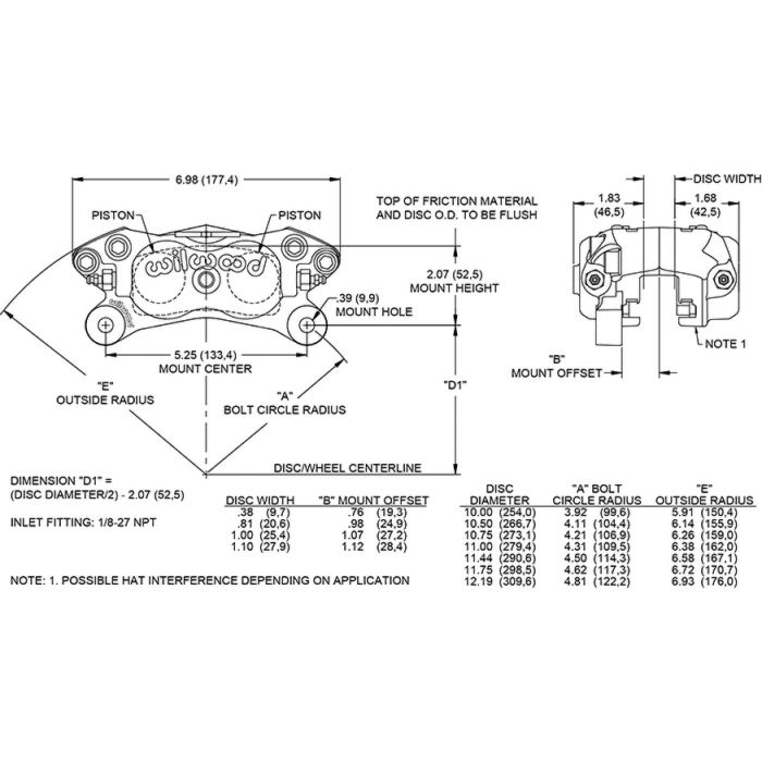 Wilwood 120-13846 Forged Dynalite Internal Universal Lug Mount Caliper 4 Pistons Red