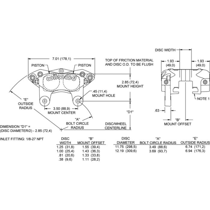 Wilwood 120-11578 Forged Narrow Dynalite Universal Lug Mount Caliper 4 Pistons Polished