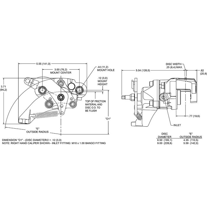 Wilwood 120-8841 HM2 Hydra-Mechanical Floating Mount Caliper Right 1 Piston