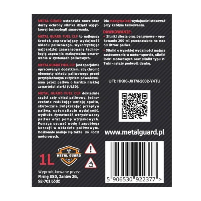 Fuel Additive Metal Guard Fuel CLP 1L – Cleans Fuel System and Enhances Performance