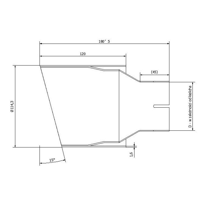 Universal Exhaust Tail Pipe Muffler Tip round 115mm lenght 120mm mounting diameter 55mm