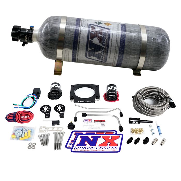 LS Single Entry 90mm Plate Hardline System with 12Lb Carbon Bottle (50-400Hp) Nitrous Express NX 20934S-12