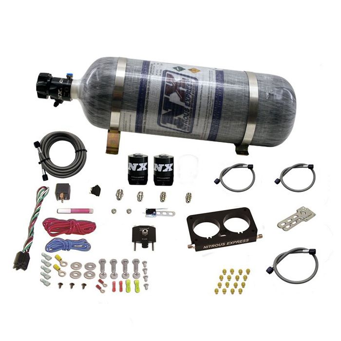 4 Valve Nitrous Plate System-Stock Throttle Body with 12Lb Carbon Bottle for Ford Nitrous Express NX 20950D-12