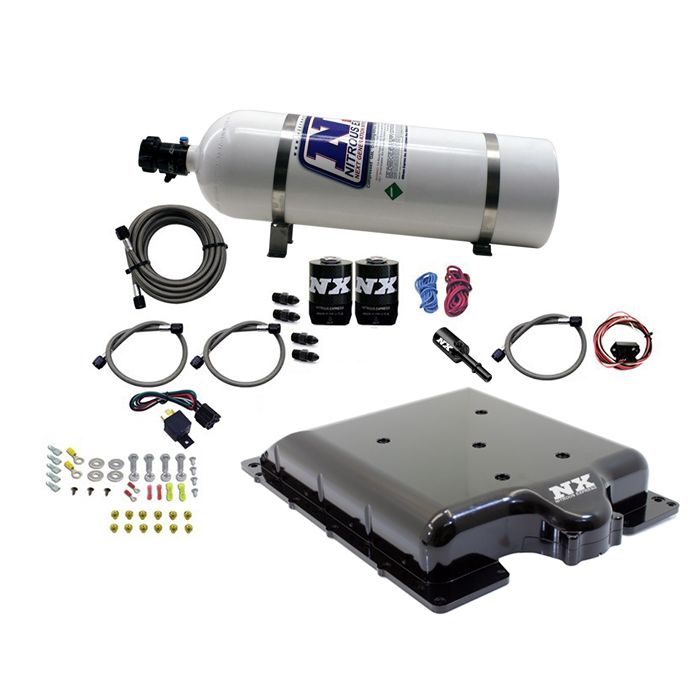 Billet Supercharger Lid with Integrated Nitrous with 15Lb Bottle for Dodge Hellcat / Demon Nitrous Express NX 20972-15